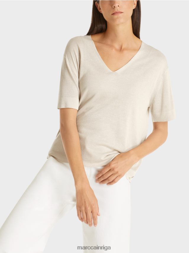 apģērbs mīksts pērļu melanžs VRBHXD1157 Marc Cain džemperis ar lureksa dziju