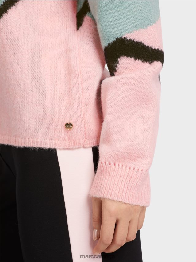 apģērbs mīksts pulveris rozā VRBHXD1119 Marc Cain \"pārdomāt kopā\" ​​boucle džemperis