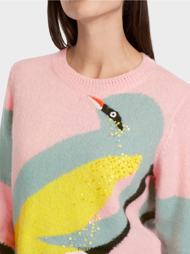 apģērbs mīksts pulveris rozā VRBHXD1119 Marc Cain \"pārdomāt kopā\" ​​boucle džemperis