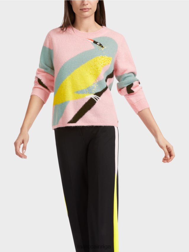 apģērbs mīksts pulveris rozā VRBHXD1119 Marc Cain \"pārdomāt kopā\" ​​boucle džemperis