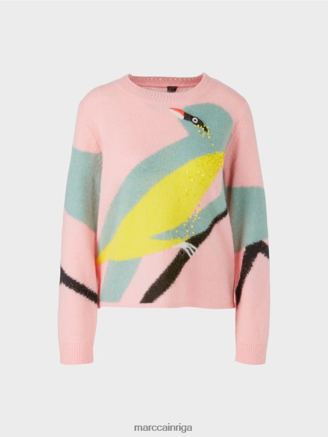 apģērbs mīksts pulveris rozā VRBHXD1119 Marc Cain \"pārdomāt kopā\" ​​boucle džemperis