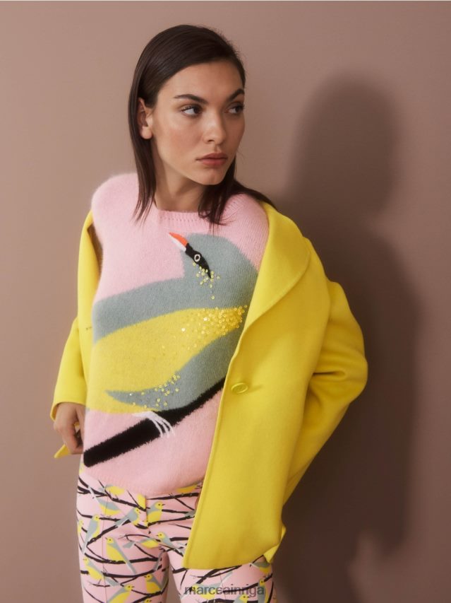 apģērbs mīksts pulveris rozā VRBHXD1119 Marc Cain \"pārdomāt kopā\" ​​boucle džemperis