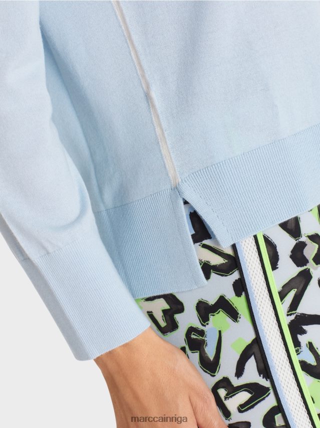 apģērbs mīksts pulveris zils VRBHXD1098 Marc Cain smalka adīta \"pārdomāt kopā\" ​​džemperis