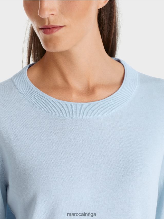 apģērbs mīksts pulveris zils VRBHXD1098 Marc Cain smalka adīta \"pārdomāt kopā\" ​​džemperis