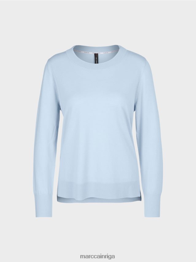 apģērbs mīksts pulveris zils VRBHXD1098 Marc Cain smalka adīta \"pārdomāt kopā\" ​​džemperis
