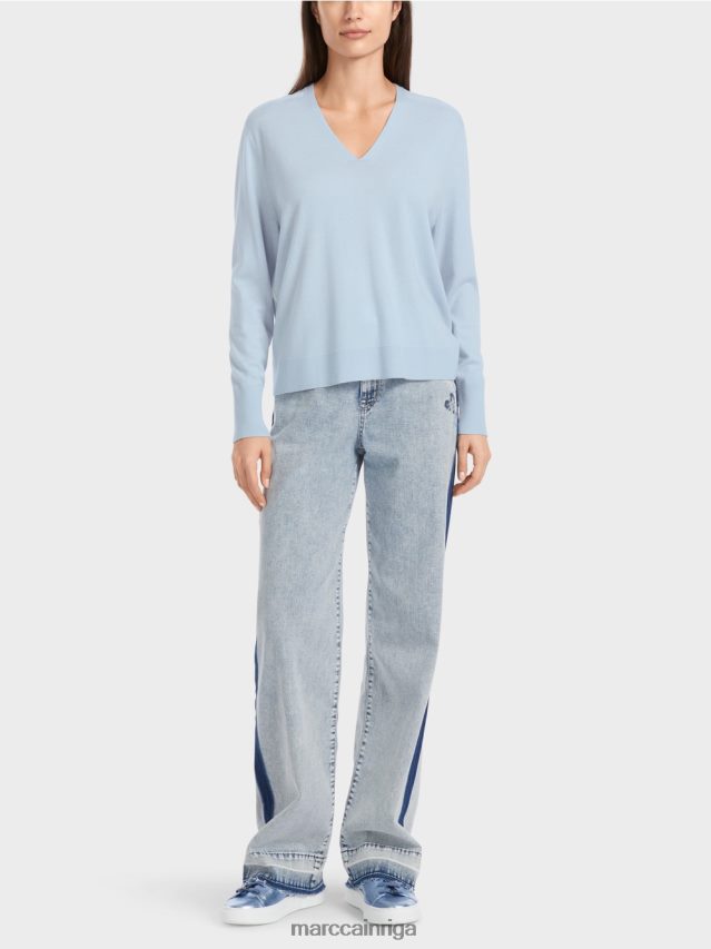 apģērbs mīksts pulveris zils VRBHXD1101 Marc Cain \"pārdomāt kopā\" ​​adīts džemperis