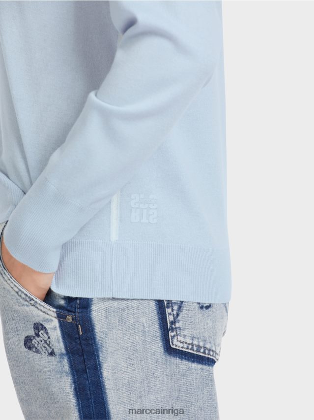 apģērbs mīksts pulveris zils VRBHXD1101 Marc Cain \"pārdomāt kopā\" ​​adīts džemperis