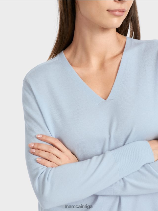 apģērbs mīksts pulveris zils VRBHXD1101 Marc Cain \"pārdomāt kopā\" ​​adīts džemperis