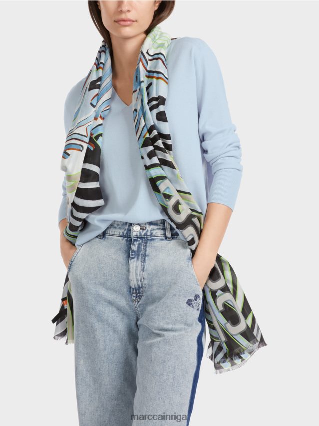 apģērbs mīksts pulveris zils VRBHXD1101 Marc Cain \"pārdomāt kopā\" ​​adīts džemperis