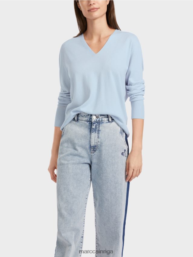 apģērbs mīksts pulveris zils VRBHXD1101 Marc Cain \"pārdomāt kopā\" ​​adīts džemperis