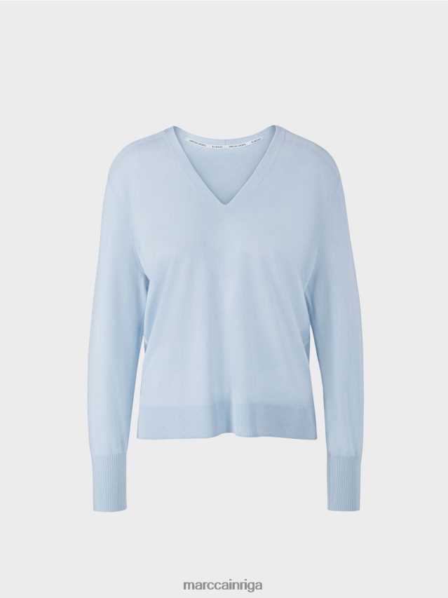 apģērbs mīksts pulveris zils VRBHXD1101 Marc Cain \"pārdomāt kopā\" ​​adīts džemperis