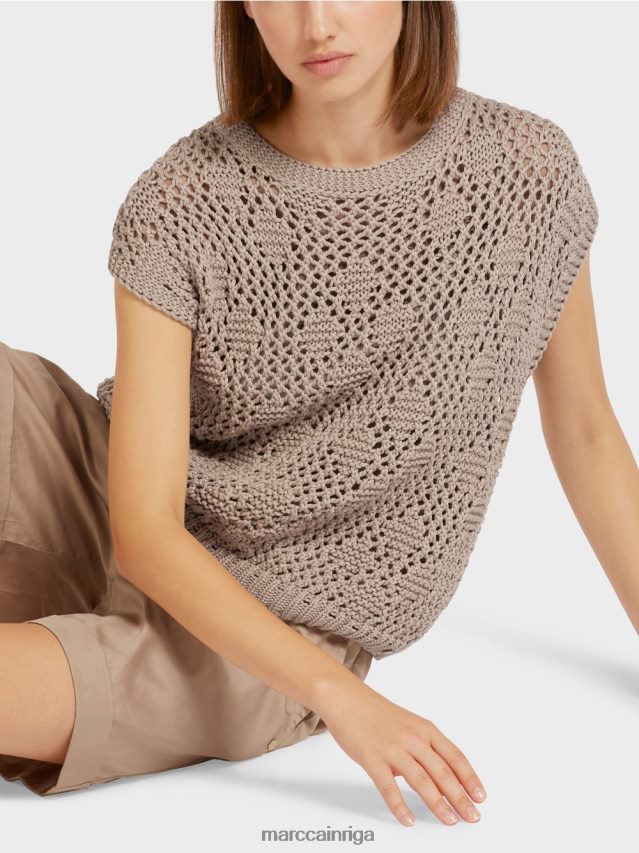apģērbs maiga taupe VRBHXD1163 Marc Cain adīts tops bez piedurknēm