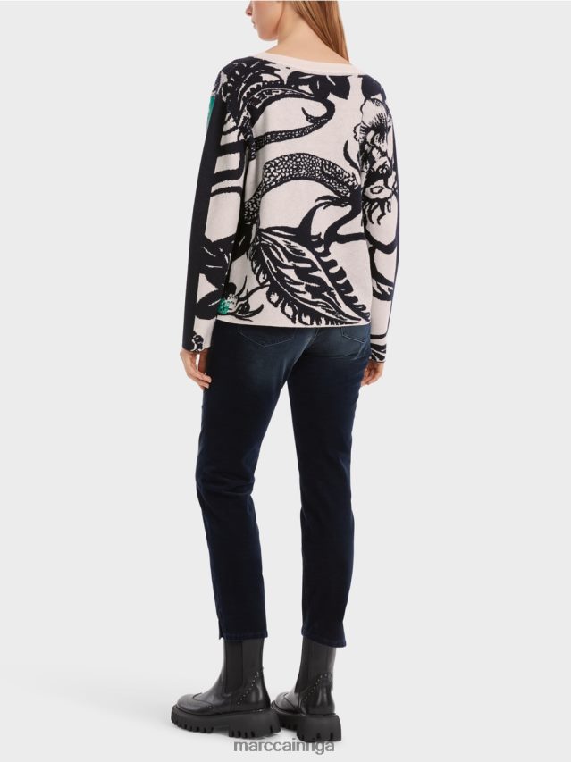 apģērbs mandeļu zieds VRBHXD1061 Marc Cain trikotāžas džemperis ar vispusīgu dizainu