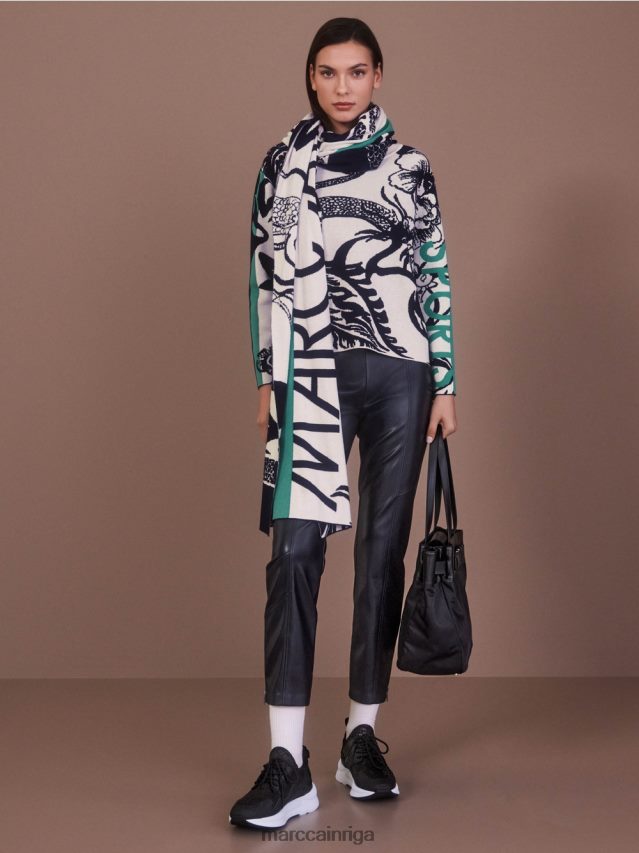 apģērbs mandeļu zieds VRBHXD1061 Marc Cain trikotāžas džemperis ar vispusīgu dizainu