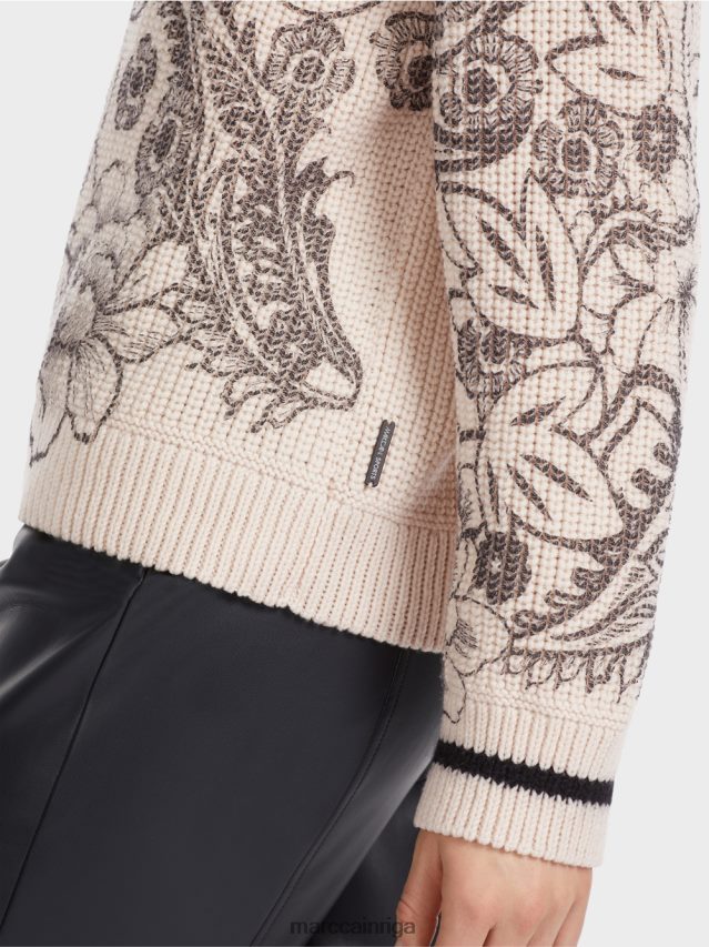 apģērbs mandeļu zieds VRBHXD1063 Marc Cain džemperis ar apdruku - adīts Vācijā