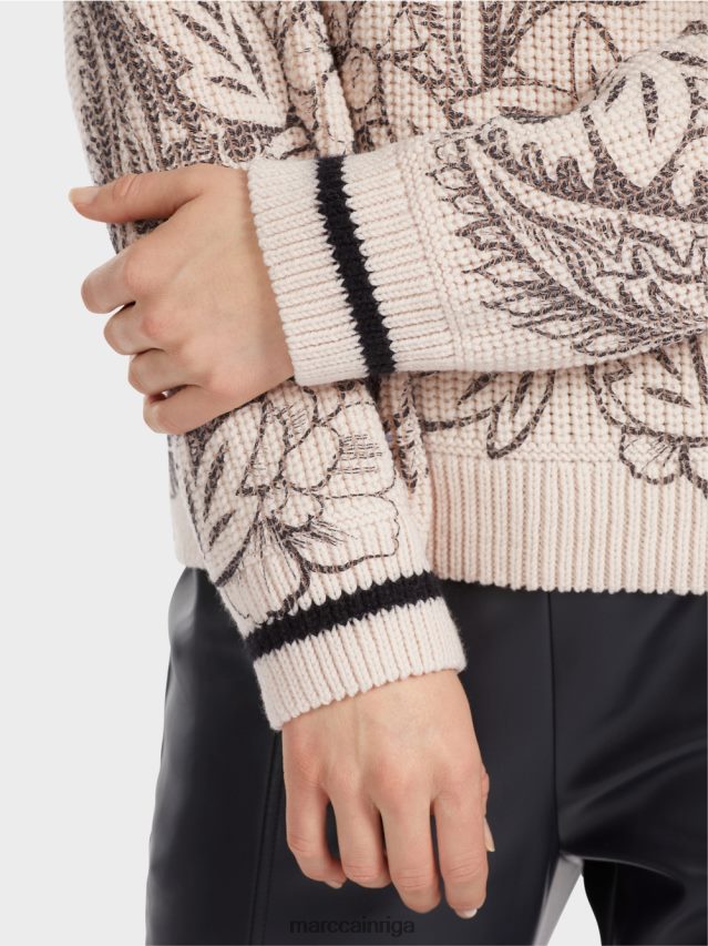 apģērbs mandeļu zieds VRBHXD1063 Marc Cain džemperis ar apdruku - adīts Vācijā