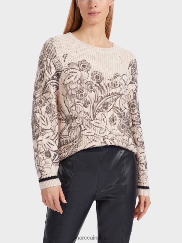 apģērbs mandeļu zieds VRBHXD1063 Marc Cain džemperis ar apdruku - adīts Vācijā
