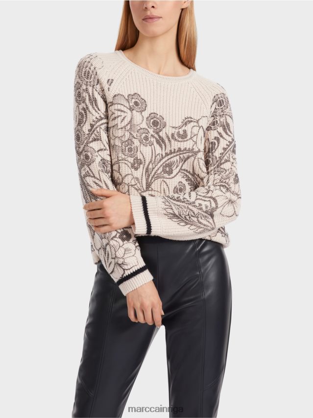 apģērbs mandeļu zieds VRBHXD1063 Marc Cain džemperis ar apdruku - adīts Vācijā