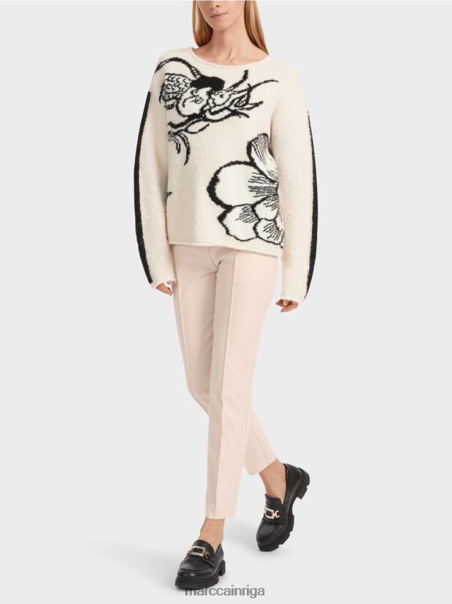 apģērbs mandeļu zieds VRBHXD1066 Marc Cain džemperis ar trikotāžas motīvu