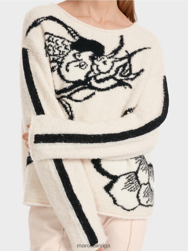 apģērbs mandeļu zieds VRBHXD1066 Marc Cain džemperis ar trikotāžas motīvu