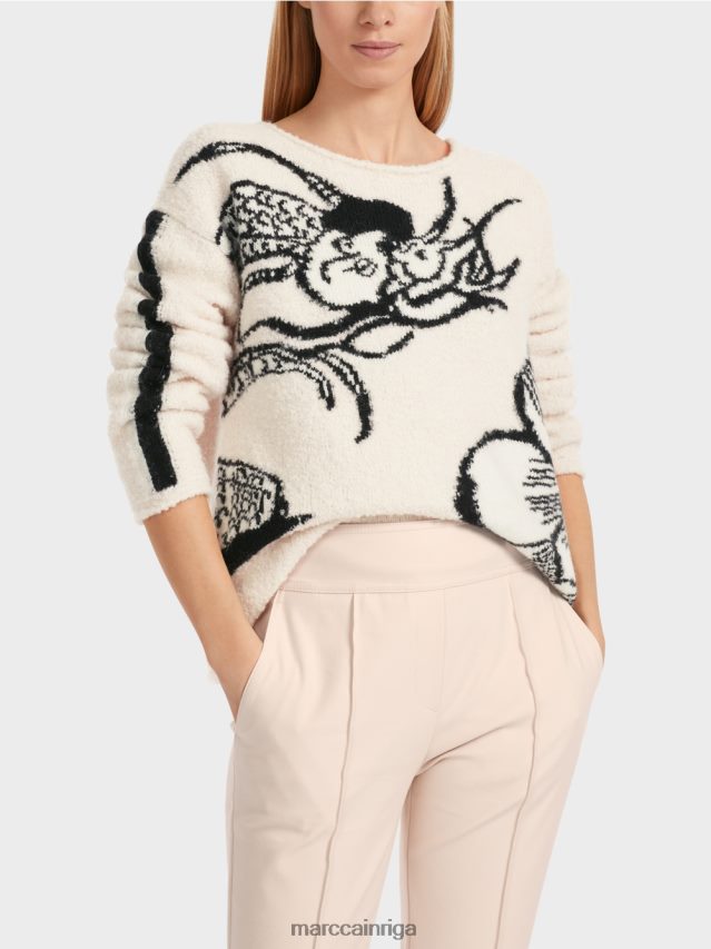 apģērbs mandeļu zieds VRBHXD1066 Marc Cain džemperis ar trikotāžas motīvu