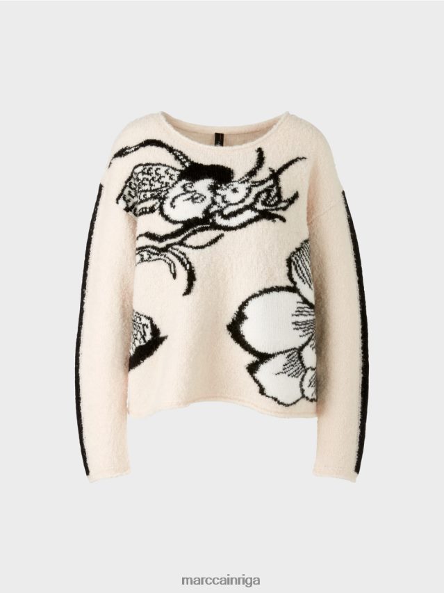 apģērbs mandeļu zieds VRBHXD1066 Marc Cain džemperis ar trikotāžas motīvu