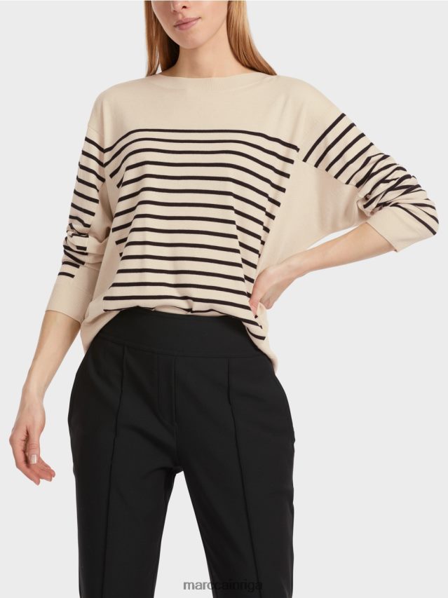 apģērbs melnais/mandeļu piens VRBHXD1045 Marc Cain \"pārdomāt kopā\" ​​džemperis