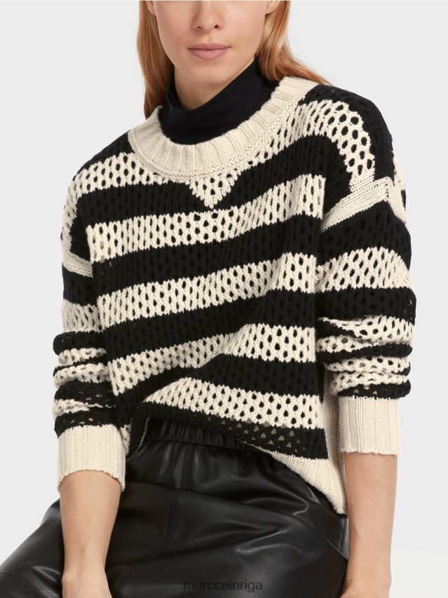 apģērbs melnais/mandeļu piens VRBHXD1055 Marc Cain \"pārdomāt kopā\" ​​džemperis