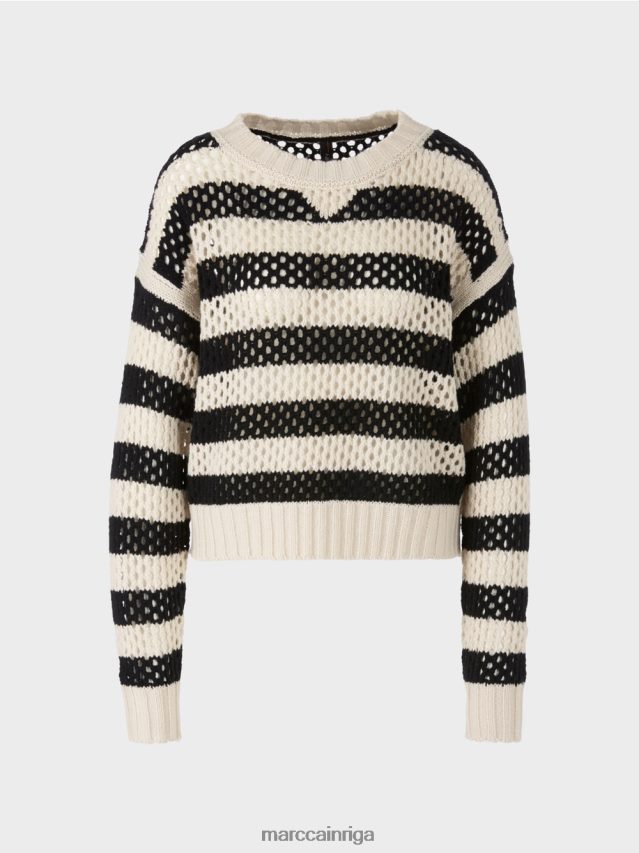 apģērbs melnais/mandeļu piens VRBHXD1055 Marc Cain \"pārdomāt kopā\" ​​džemperis