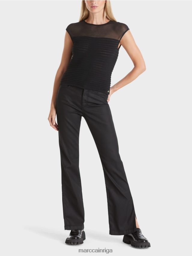 apģērbs melns VRBHXD1033 Marc Cain svītrains "pārdomāt kopā" ​​tops