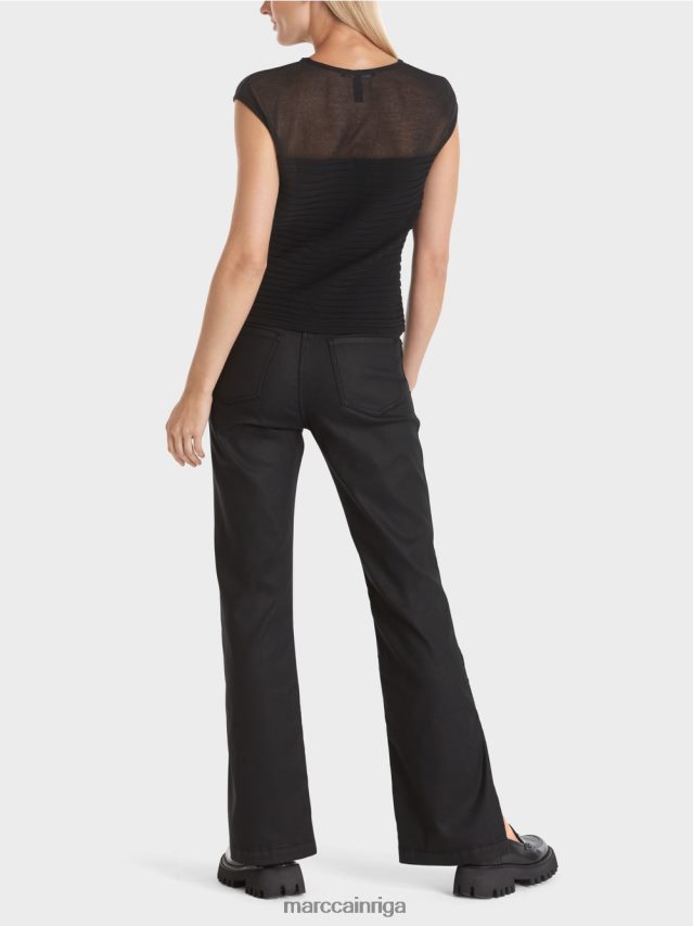 apģērbs melns VRBHXD1033 Marc Cain svītrains \"pārdomāt kopā\" ​​tops
