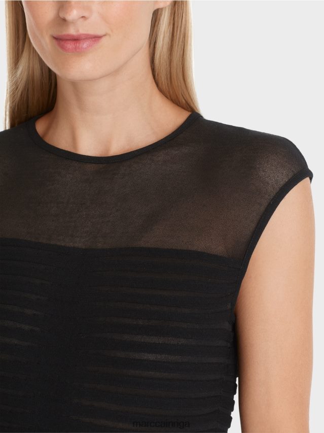 apģērbs melns VRBHXD1033 Marc Cain svītrains \"pārdomāt kopā\" ​​tops