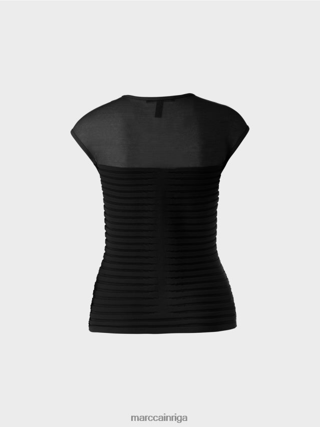 apģērbs melns VRBHXD1033 Marc Cain svītrains \"pārdomāt kopā\" ​​tops