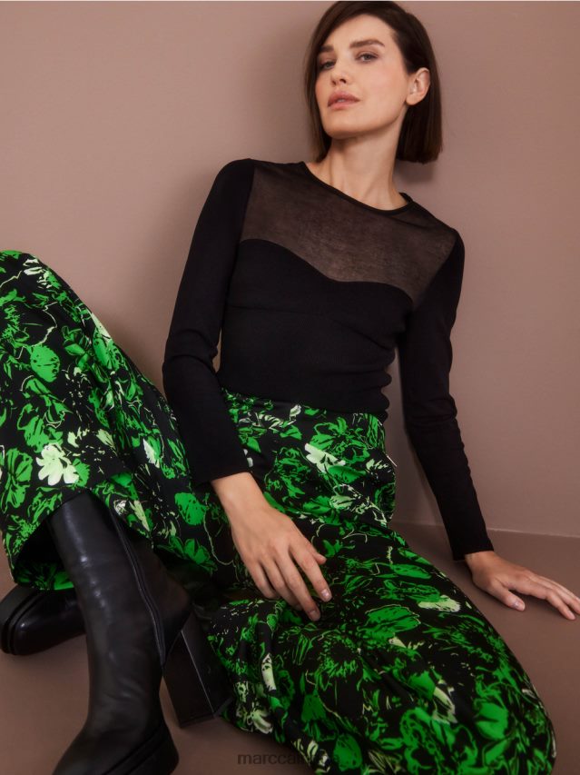 apģērbs melns VRBHXD1037 Marc Cain ekstravagants \"pārdomāt kopā\" ​​džemperis