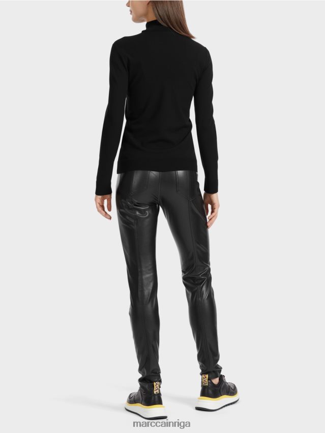 apģērbs melns VRBHXD1077 Marc Cain smalka adīta \"pārdomāt kopā\" ​​džemperis