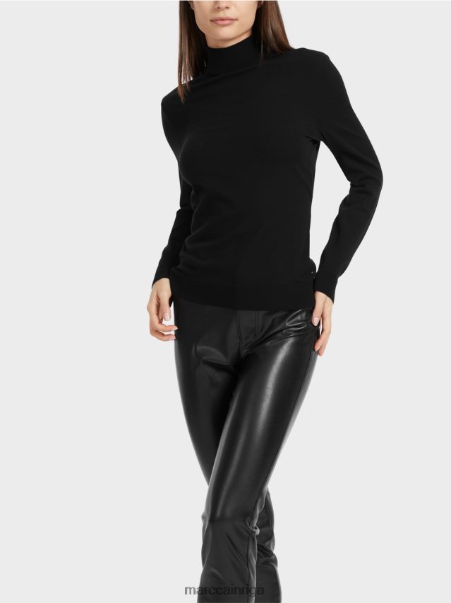 apģērbs melns VRBHXD1077 Marc Cain smalka adīta \"pārdomāt kopā\" ​​džemperis