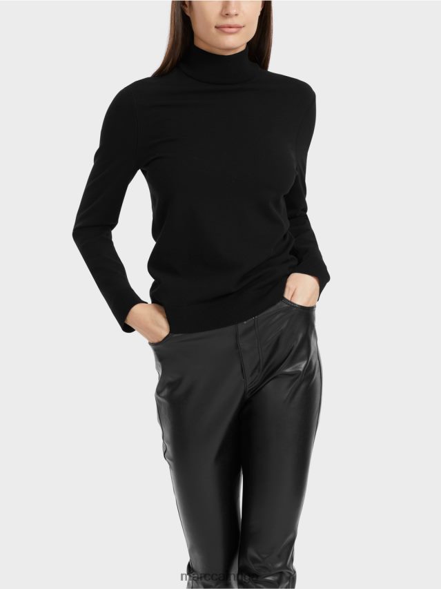 apģērbs melns VRBHXD1077 Marc Cain smalka adīta \"pārdomāt kopā\" ​​džemperis