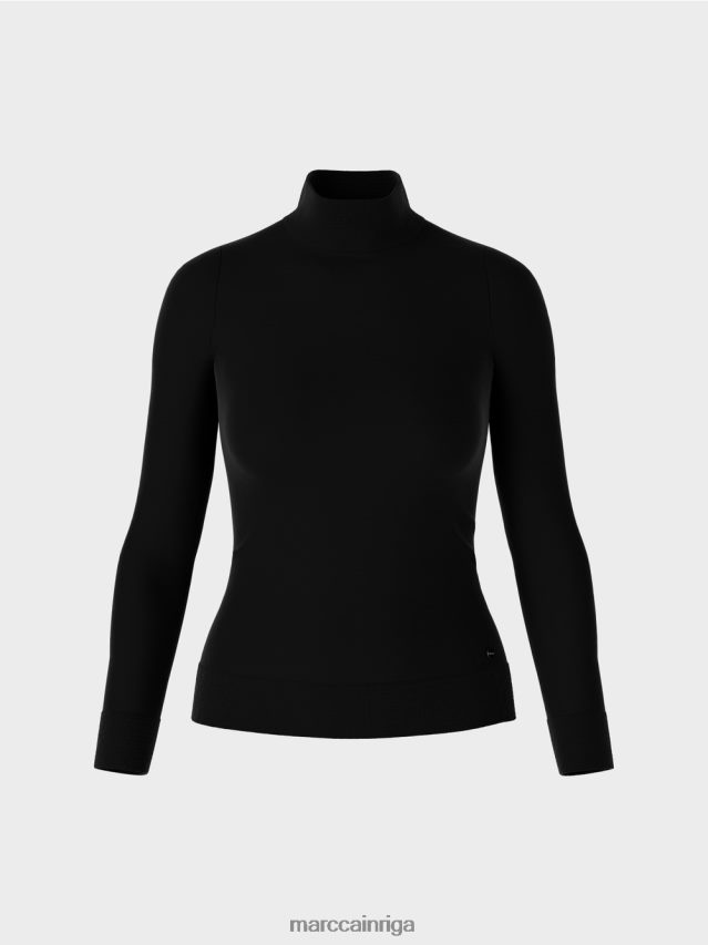 apģērbs melns VRBHXD1077 Marc Cain smalka adīta \"pārdomāt kopā\" ​​džemperis