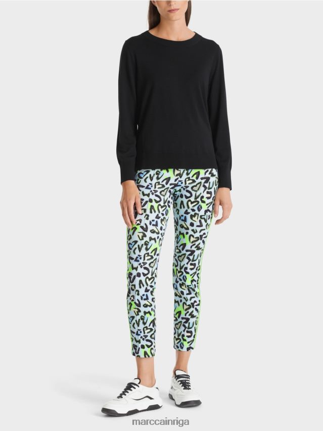 apģērbs melns VRBHXD1109 Marc Cain smalka adīta \"pārdomāt kopā\" ​​džemperis