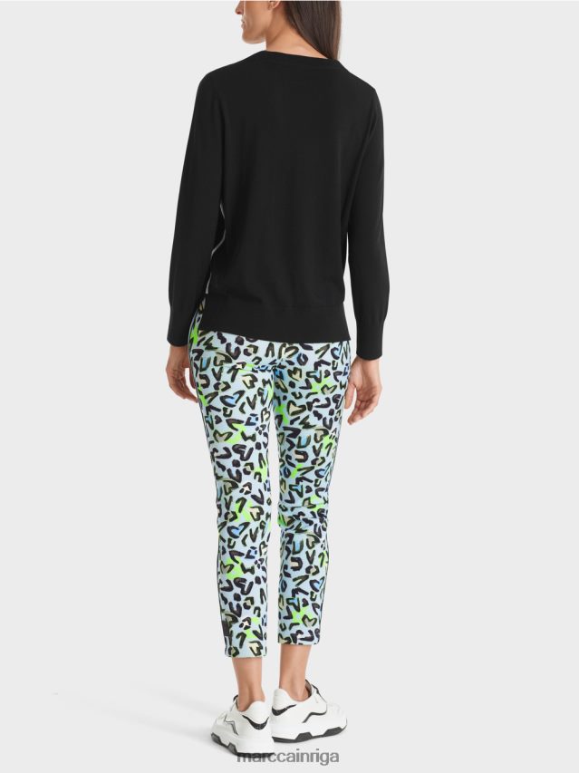 apģērbs melns VRBHXD1109 Marc Cain smalka adīta \"pārdomāt kopā\" ​​džemperis