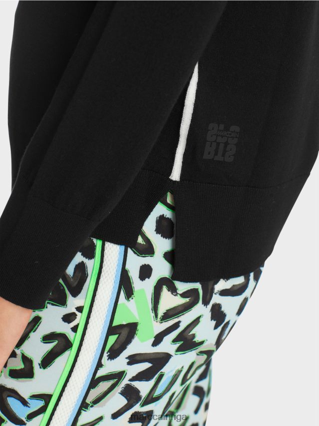 apģērbs melns VRBHXD1109 Marc Cain smalka adīta \"pārdomāt kopā\" ​​džemperis