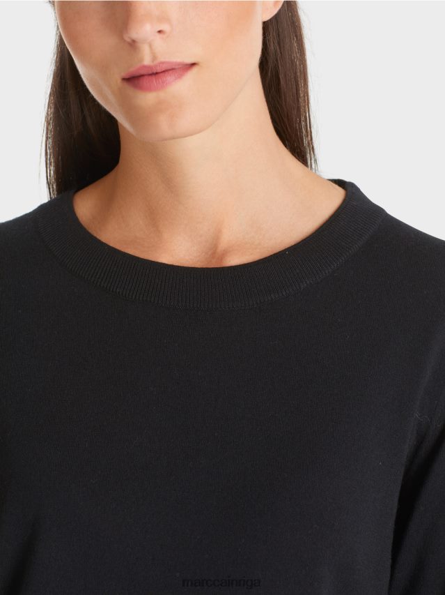 apģērbs melns VRBHXD1109 Marc Cain smalka adīta \"pārdomāt kopā\" ​​džemperis