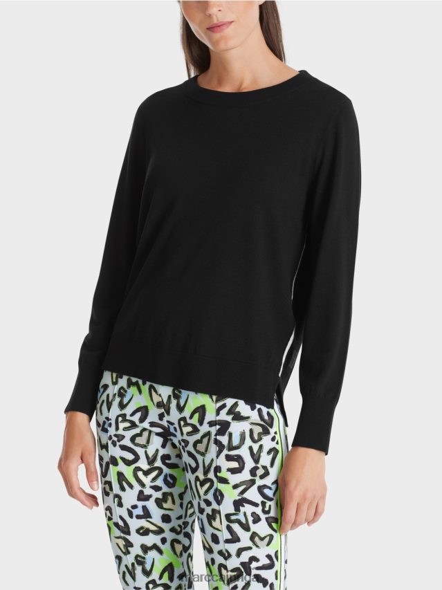 apģērbs melns VRBHXD1109 Marc Cain smalka adīta \"pārdomāt kopā\" ​​džemperis