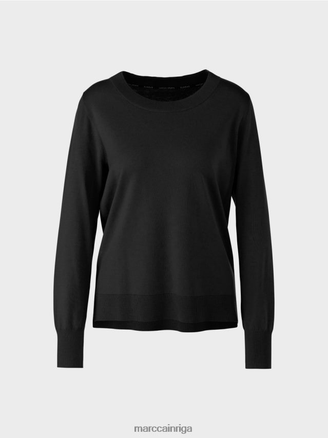 apģērbs melns VRBHXD1109 Marc Cain smalka adīta \"pārdomāt kopā\" ​​džemperis