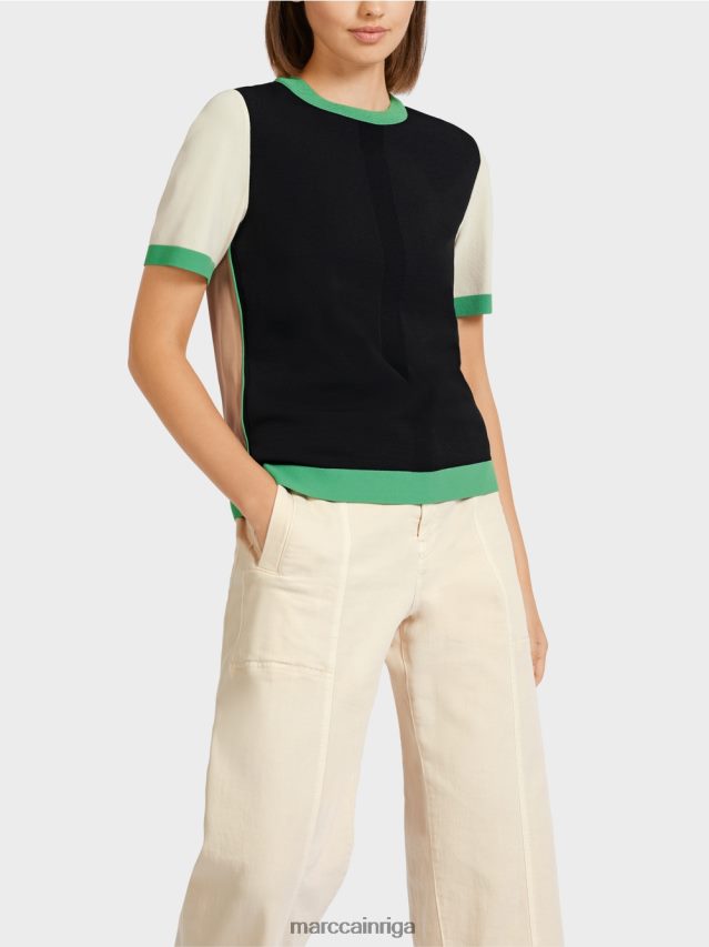 apģērbs melns VRBHXD1201 Marc Cain \"Rethink together\" krāsu bloku džemperis