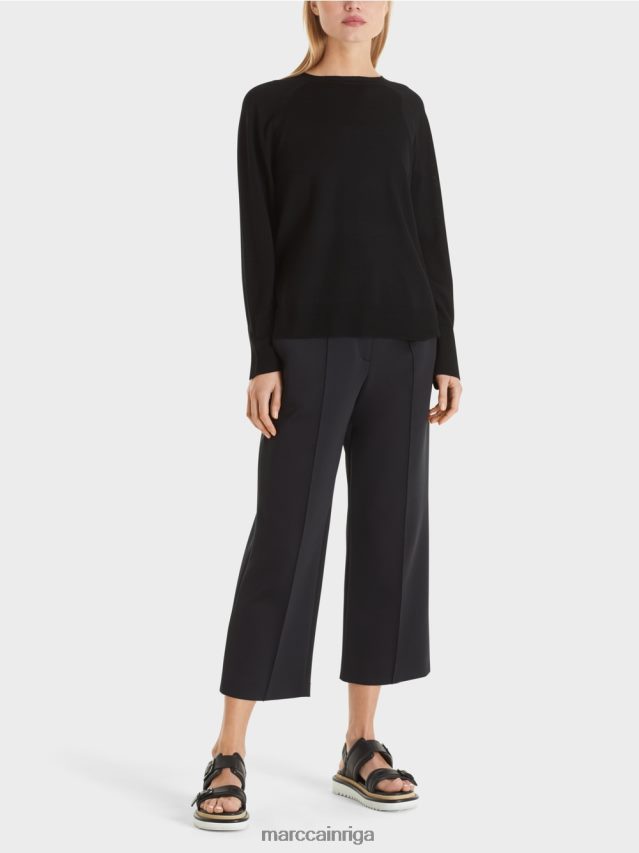 apģērbs melns VRBHXD1202 Marc Cain adīts džemperis ar kontrasta griezumu piedurknēs