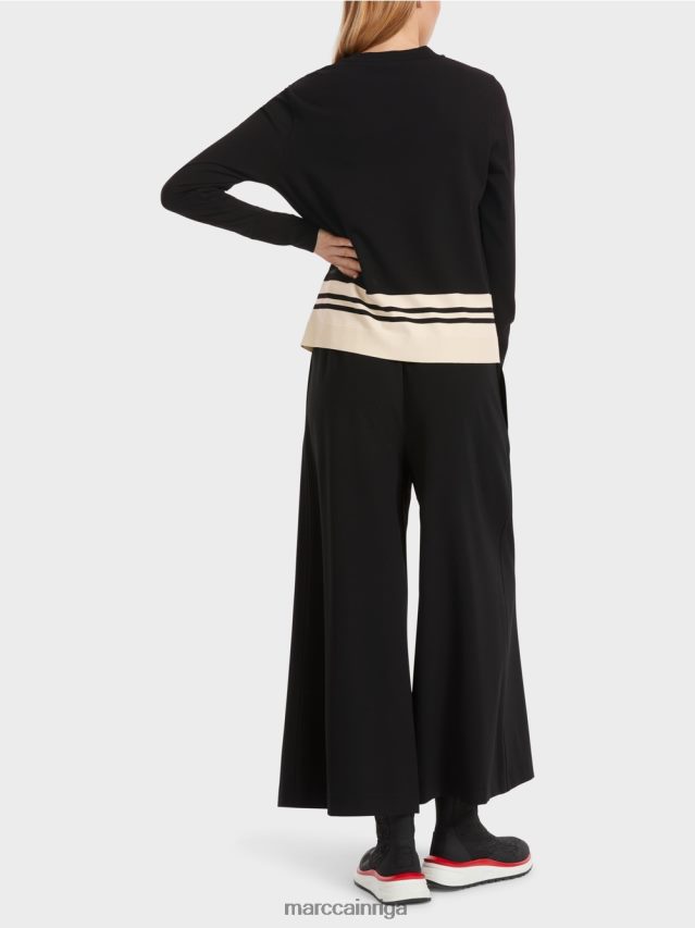 apģērbs melns un balts VRBHXD1052 Marc Cain \"pārdomāt kopā\" ​​vilnas džemperis