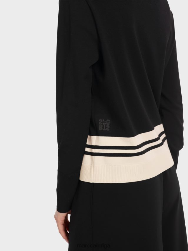 apģērbs melns un balts VRBHXD1052 Marc Cain \"pārdomāt kopā\" ​​vilnas džemperis