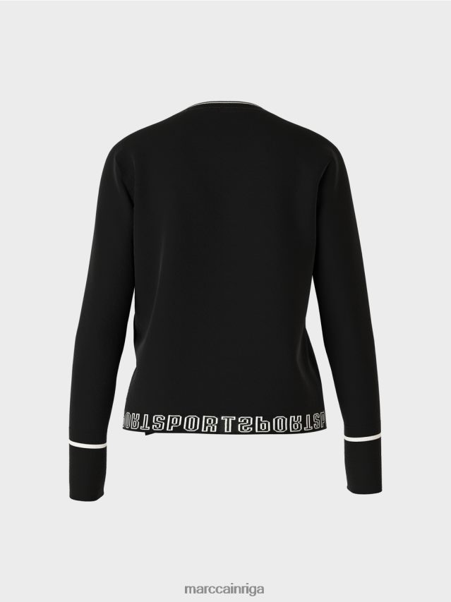 apģērbs melns un balts VRBHXD1182 Marc Cain \"pārdomāt kopā\" ​​džemperis ar šķēlumu