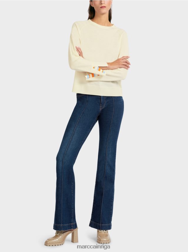 apģērbs pūderkrēms VRBHXD1203 Marc Cain adīts džemperis ar kontrasta griezumu piedurknēs